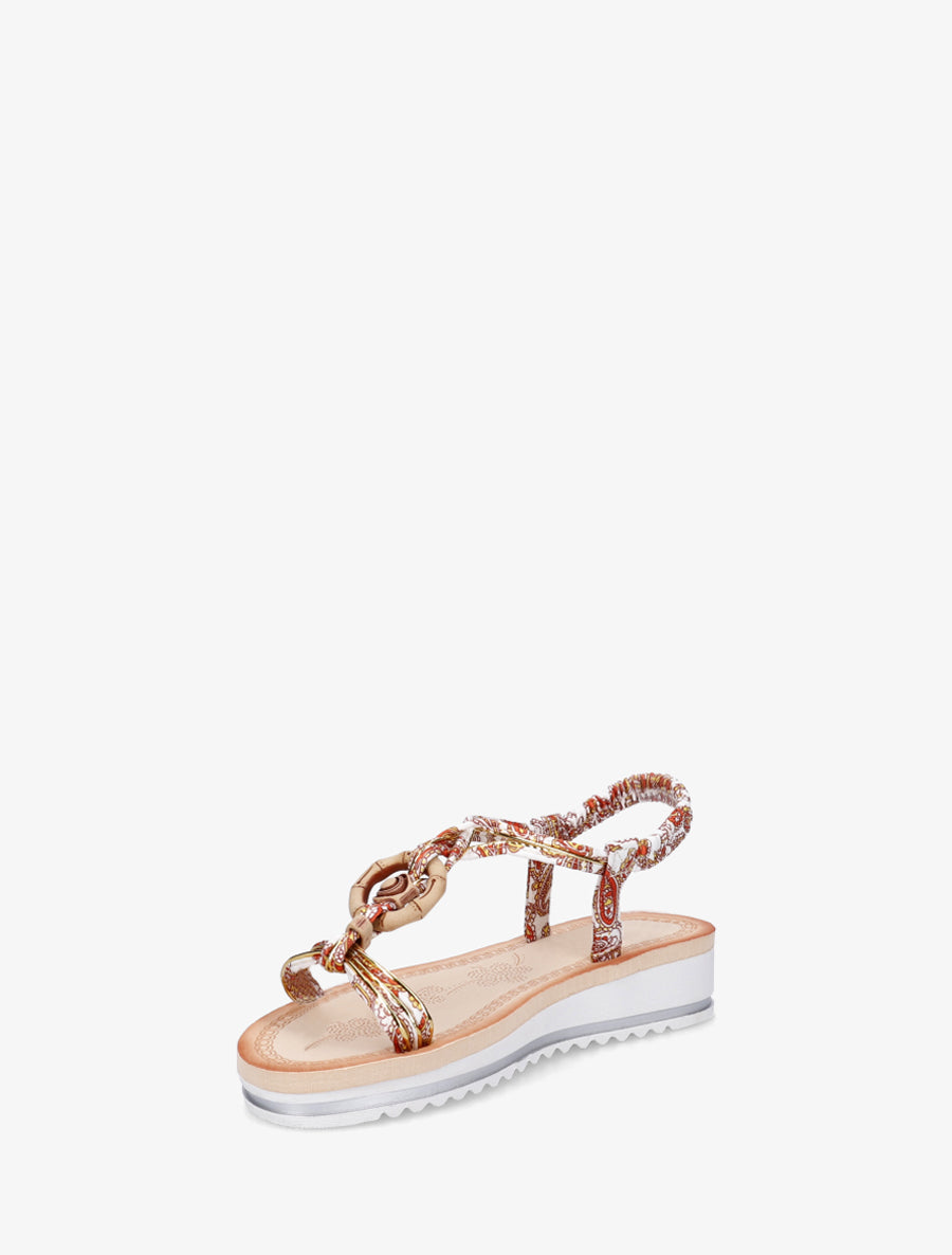 Sandales compensées à empiècement bijoux en bois - Blanc - 3