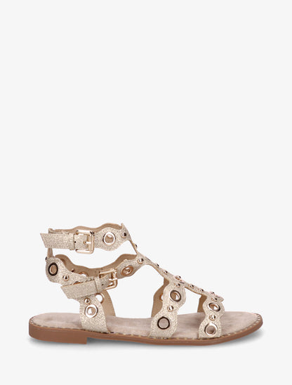 Nu-pieds style spartiates à œillets - Or - 1
