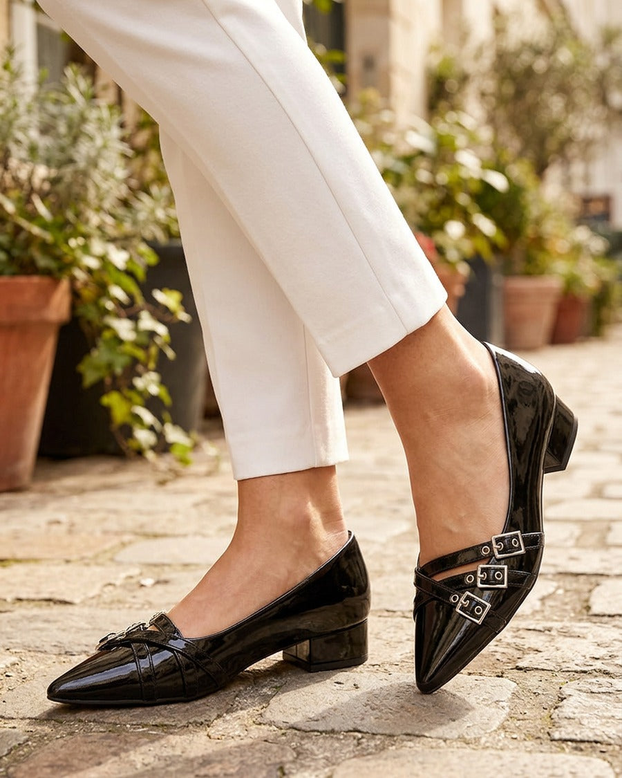 Ballerines vernies à bouts pointus - Noir