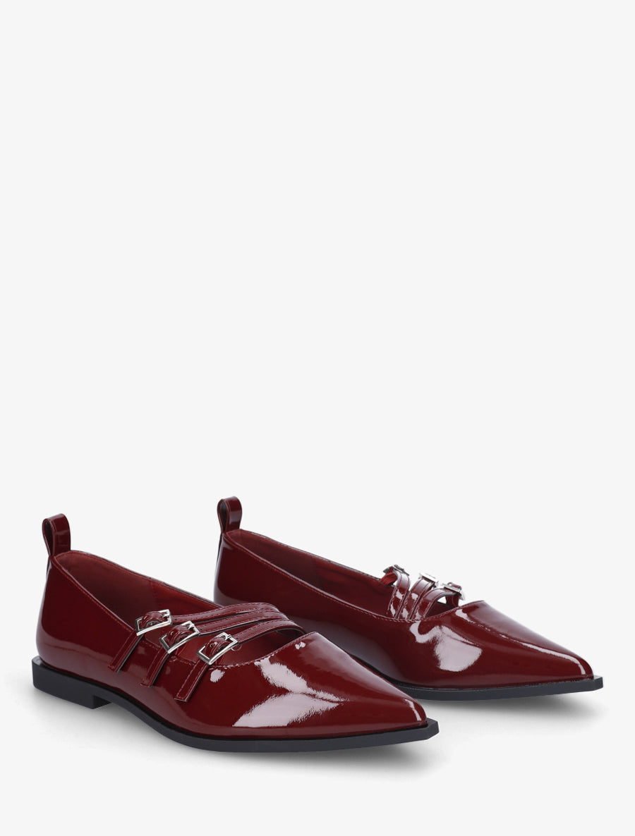 Ballerines à bouts pointus et brides - Bordeaux - 4