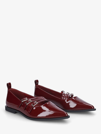 Ballerines à bouts pointus et brides - Bordeaux - 4