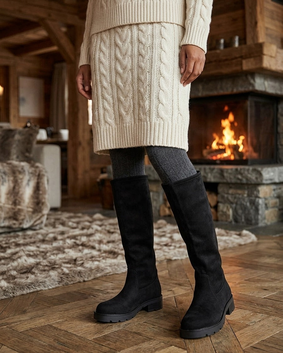 Bottes en suédine unies - Noir