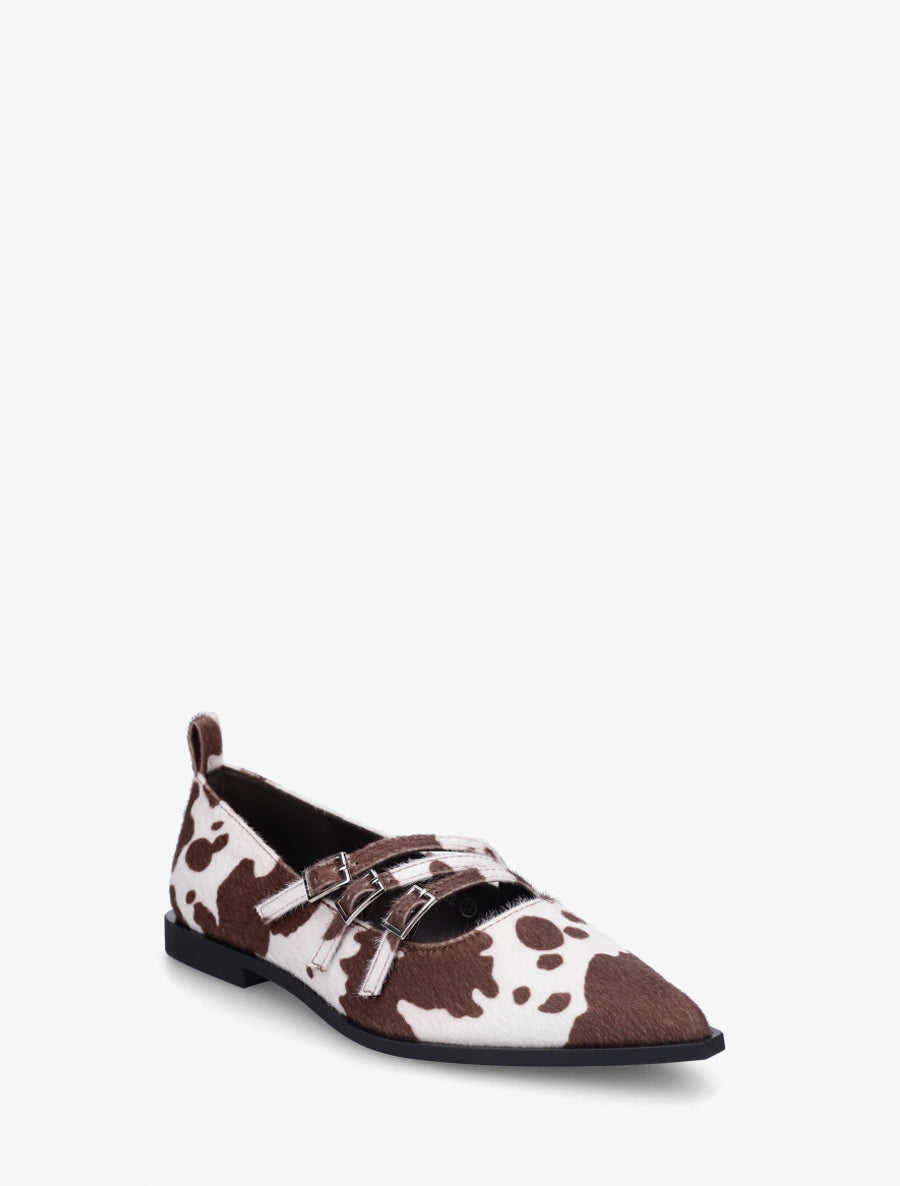 Ballerines à bouts pointus imprimé vache - Marron - 2