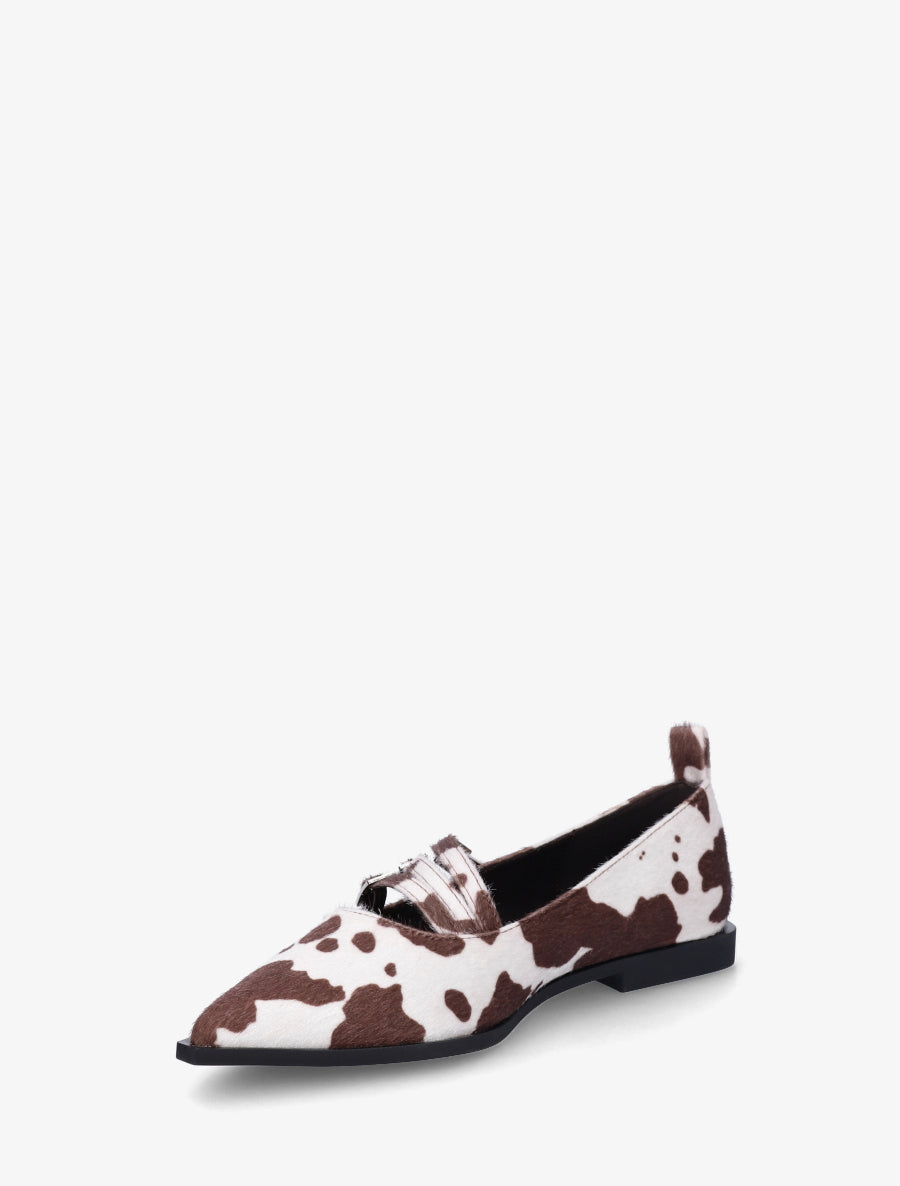 Ballerines à bouts pointus imprimé vache - Marron - 3