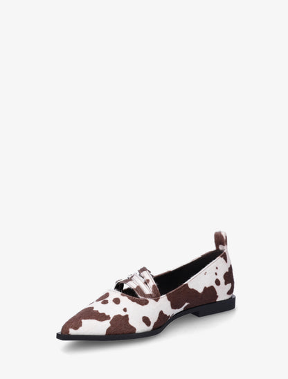 Ballerines à bouts pointus imprimé vache - Marron - 3