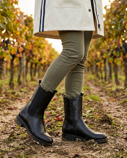 Bottines montantes en simili à cheville élastiquée - Noir