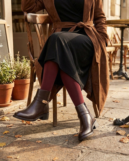 Bottines en simili à boucle décorative - Marron