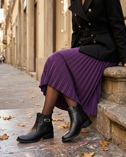 Bottines élastiquées en simili à boucle - Noir