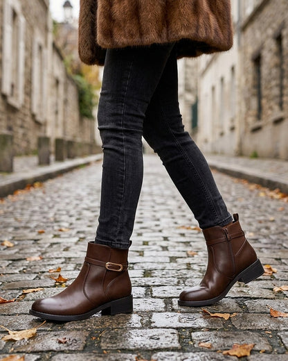 Bottines élastiquées en simili à boucle - Chocolat