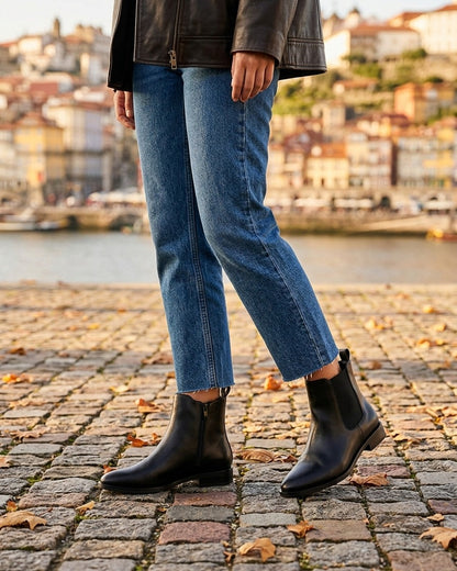 Bottines en simili à bouts pointus - Noir