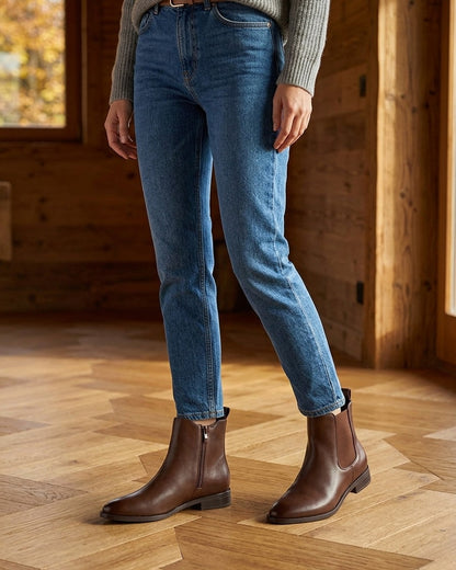 Bottines en simili à bouts pointus - Chocolat