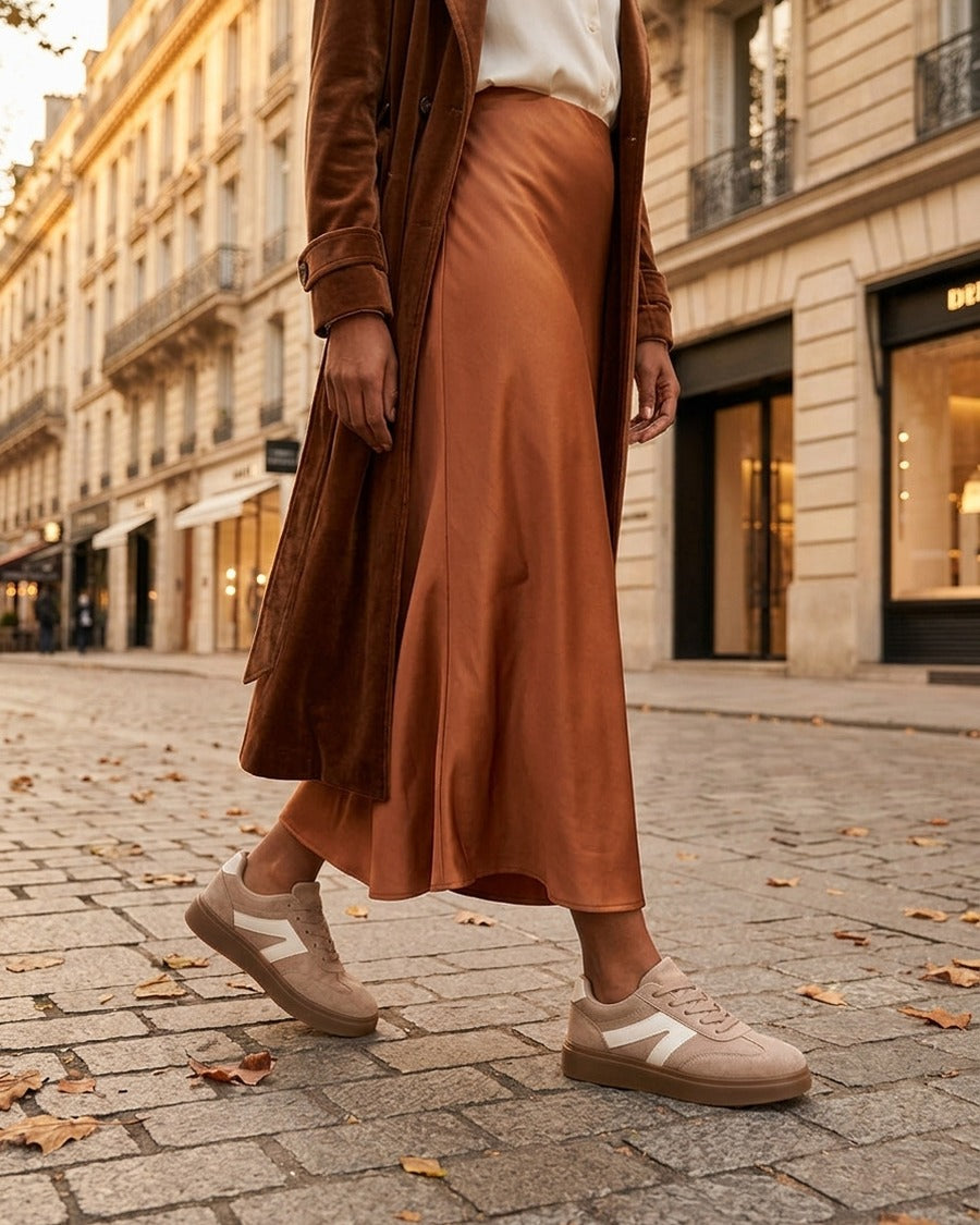 Sneakers à semelle en caoutchouc - Taupe