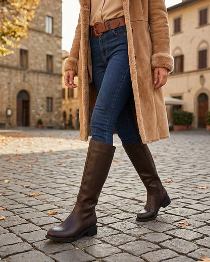 Bottes plates basiques en simili - Marron