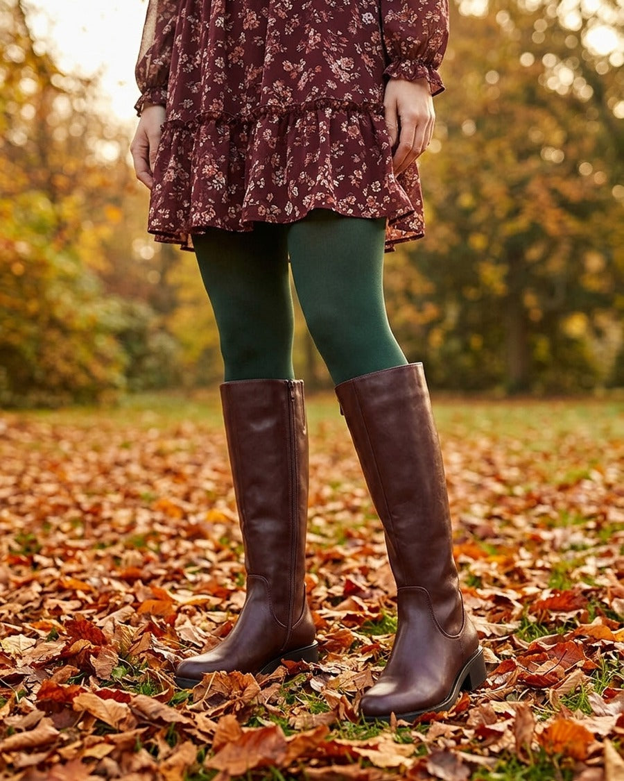 Bottes plates basiques en simili - Bordeaux
