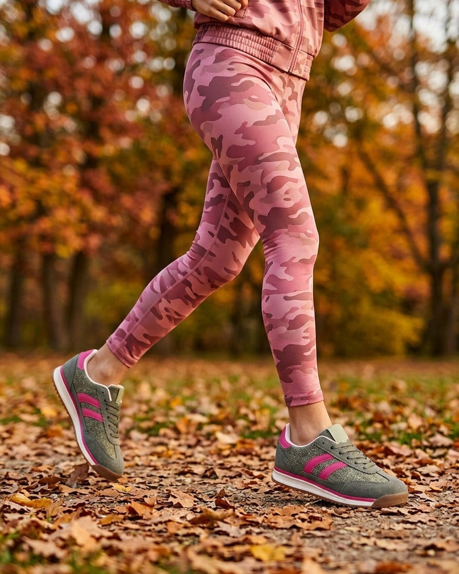 Sneakers en tissu effet tweed - Kaki