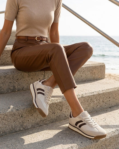 Sneakers en tissu effet tweed - Beige