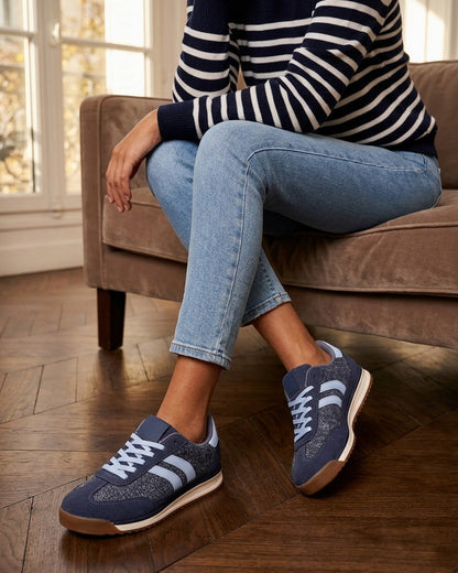 Sneakers en tissu effet tweed - Bleu