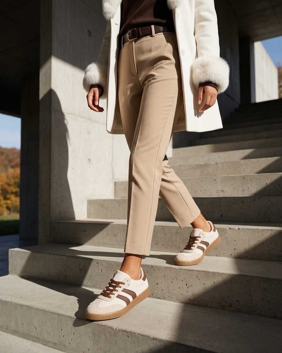 Sneakers en tissu côtelé - Beige