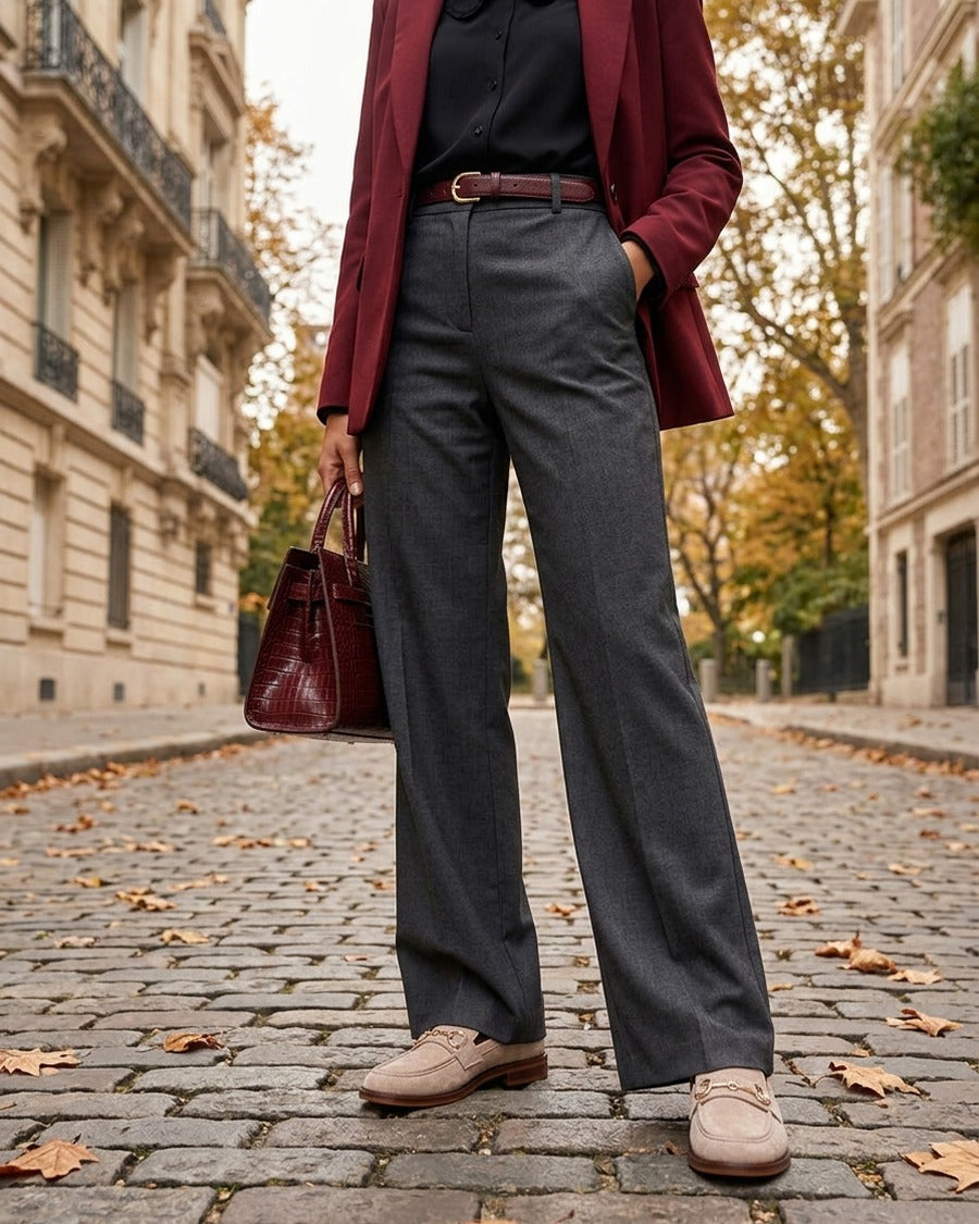 Mocassins en suédine à boucle métallique - Taupe