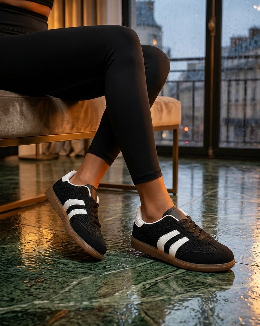 Sneakers en maille et bandes contrastantes - Noir