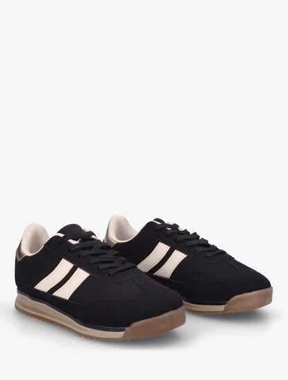 Sneakers en suédine et effet nubuck - Noir - 4