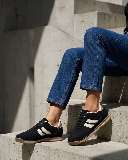 Sneakers en suédine et effet nubuck - Noir