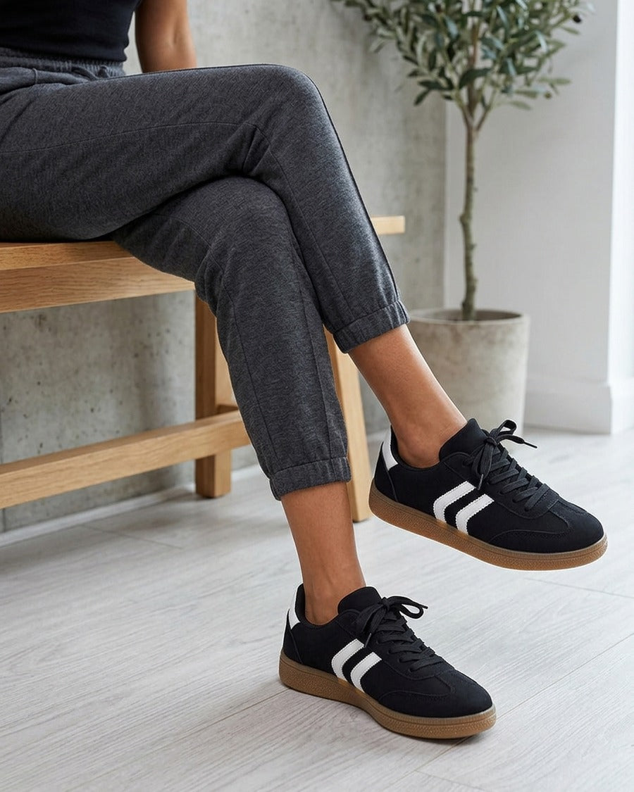 Sneakers effet nubuck à semelle caoutchouc - Noir