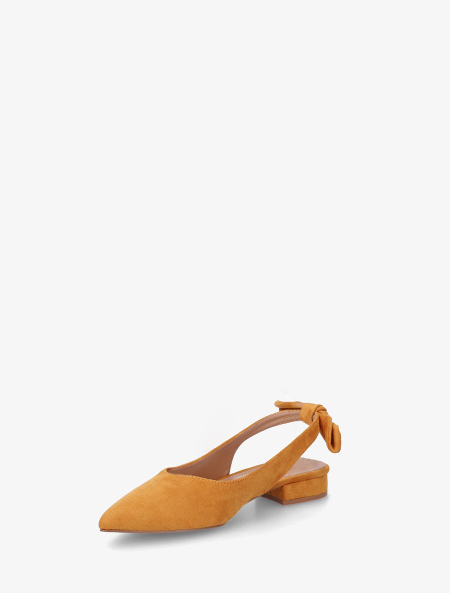 Ballerines en suédine à talon - Jaune moutarde - 3