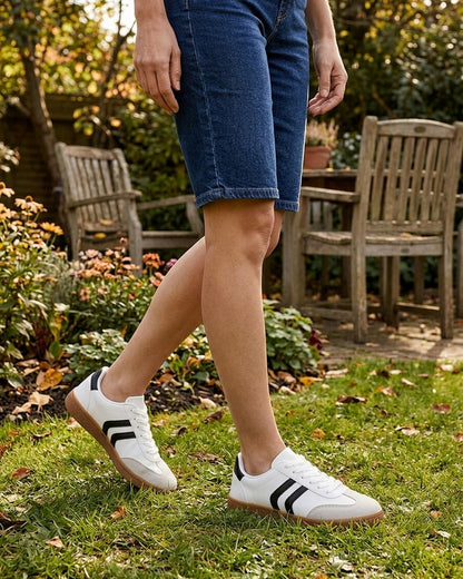 Sneakers effet nubuck à semelle caoutchouc - Blanc