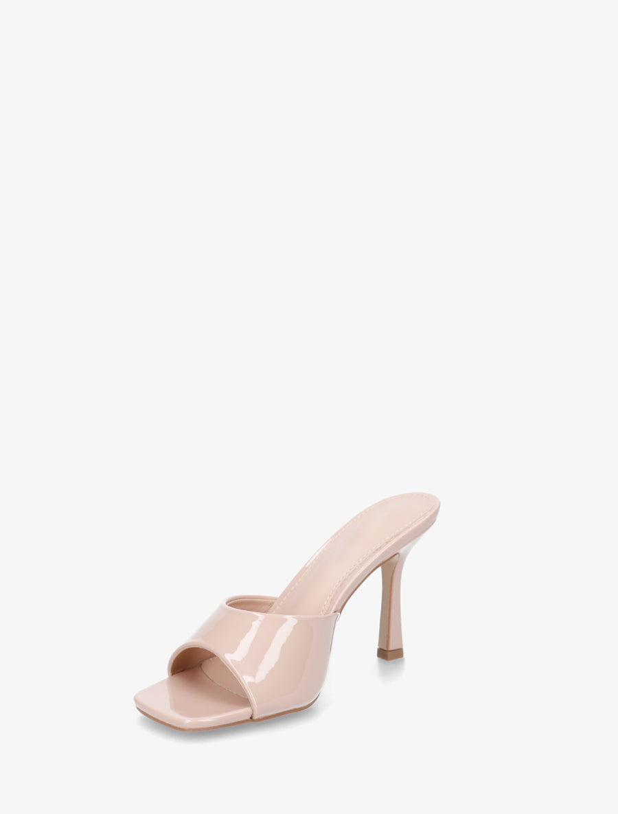 Mules vernies à talon aiguille - Beige - 3