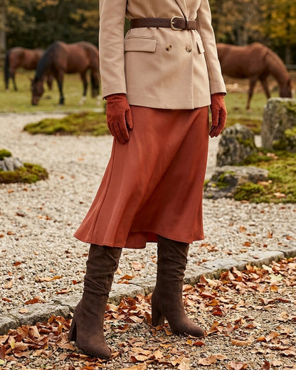 Bottes froncées en suédine à bouts pointus - Marron
