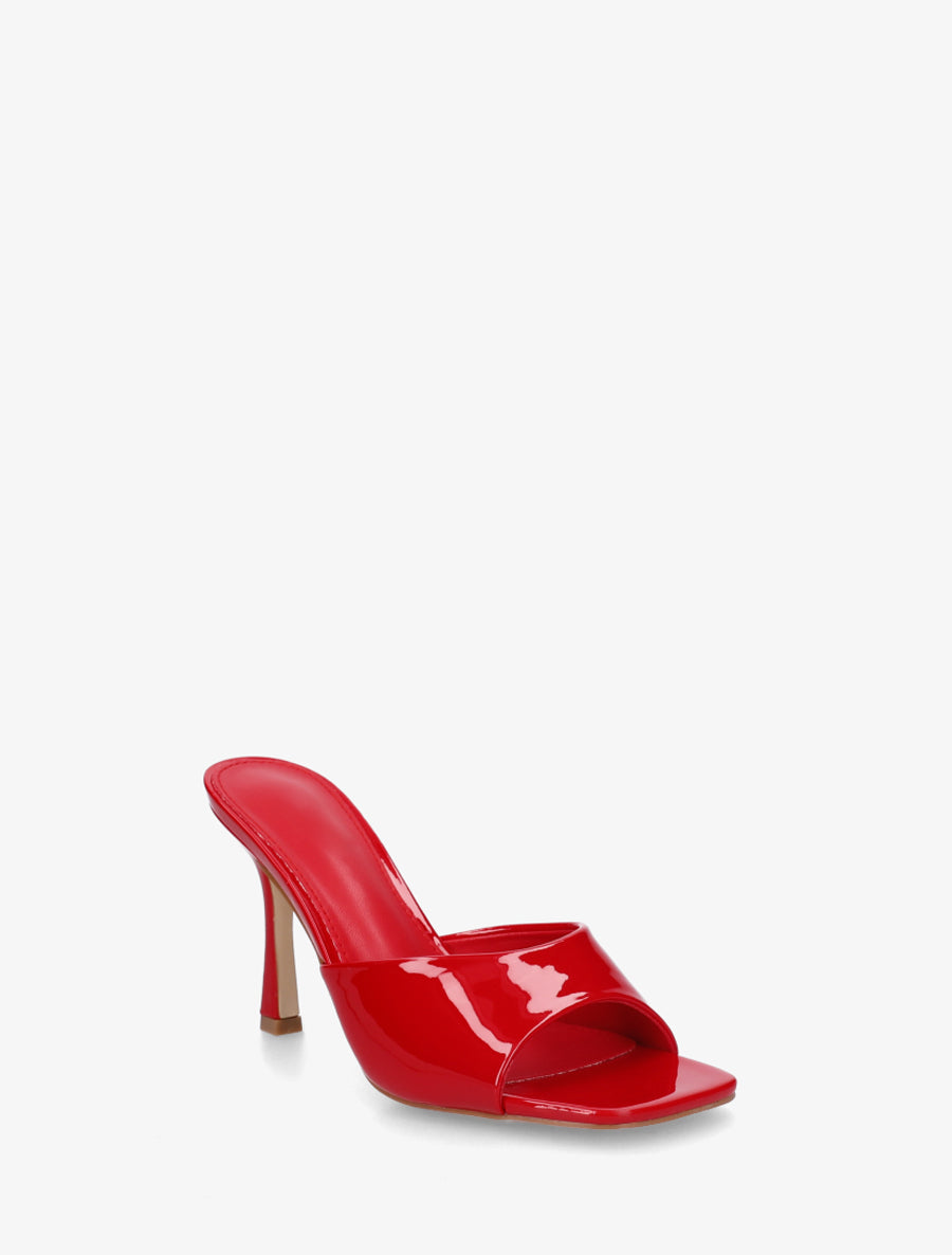 Mules vernies à talon aiguille - Rouge - 2