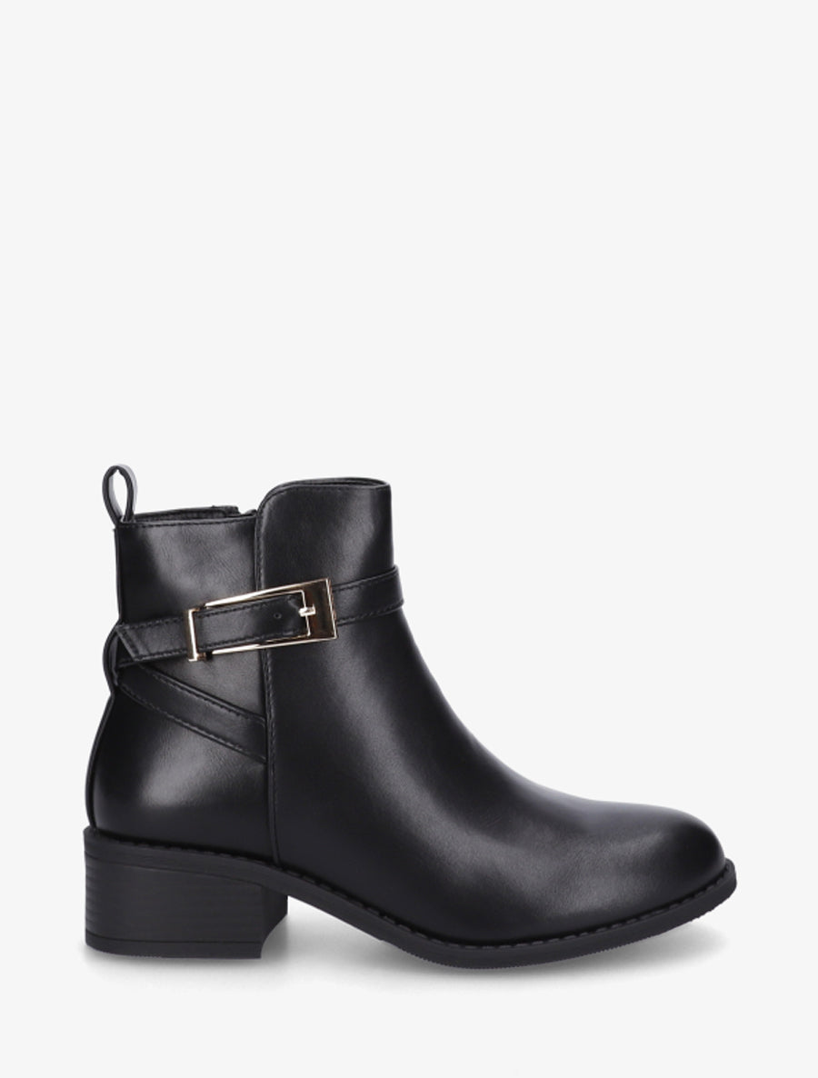 Bottines en simili à sangles - Noir - 1