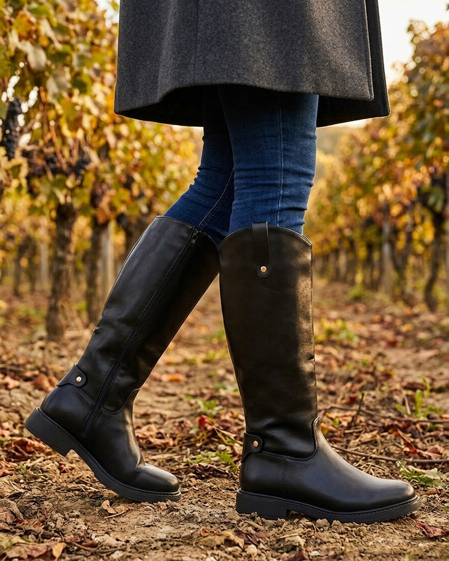 Bottes style cavalière en simili - Noir