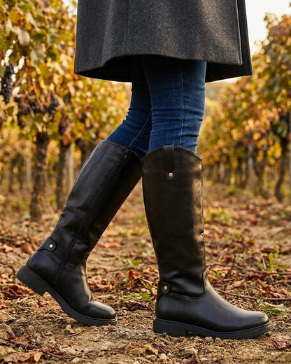Bottes style cavalière en simili - Noir