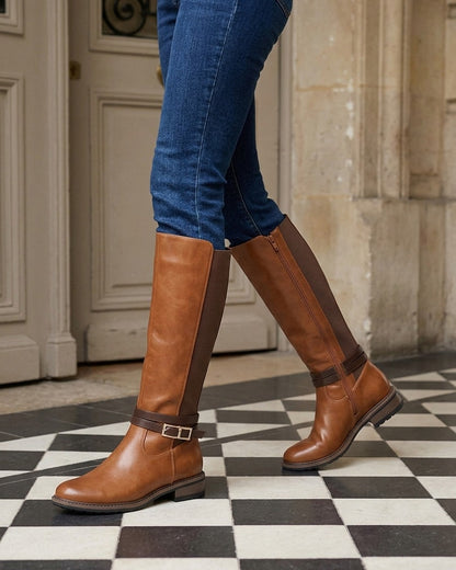 Bottes unies élastiquées - Camel