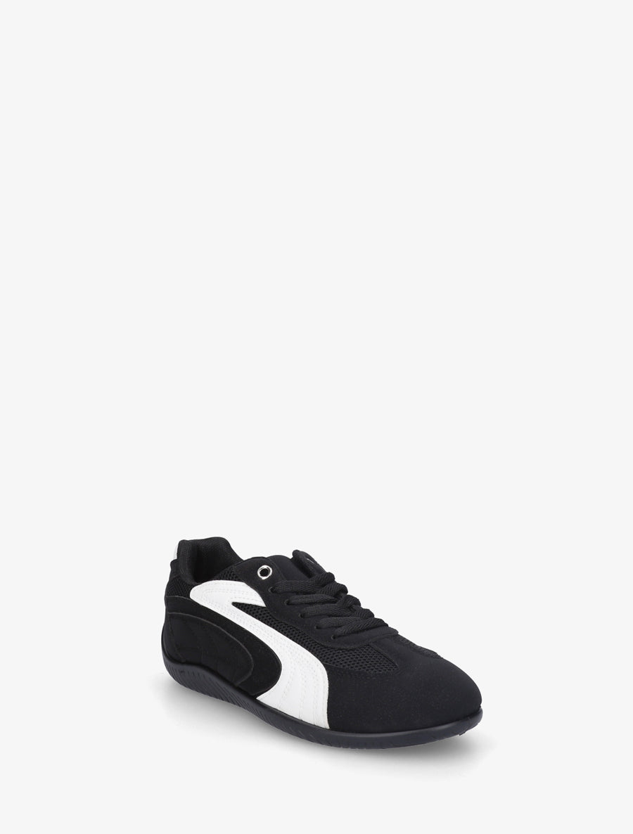 Sneakers à empiècement effet nubuck et mesh - Noir - 2