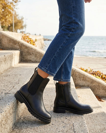 Chelsea boots à contrefort stylisé - Noir/marron