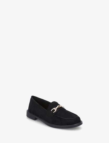 Mocassins en suédine à bijou fantaisie en métal - Noir - 2