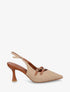 Escarpins en simili texturé à talon - Beige foncé - 1
