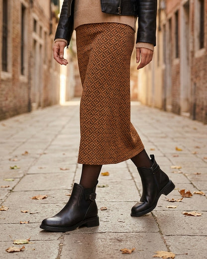 Bottines en simili à cheville élastiquée - Noir