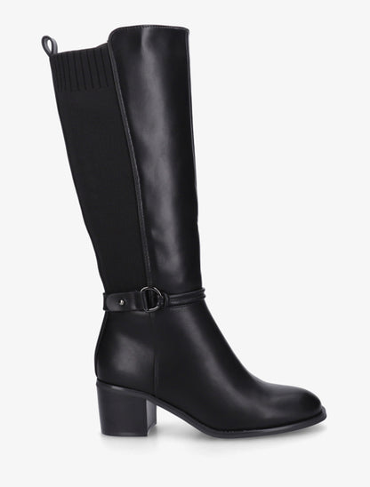 Bottes en simili et tissu à boucle ronde - Noir - 1