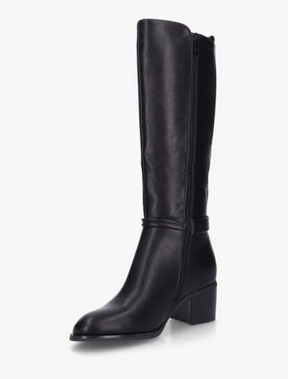 Bottes en simili et tissu à boucle ronde - Noir - 3
