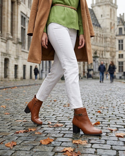 Bottines classiques en simili - Camel