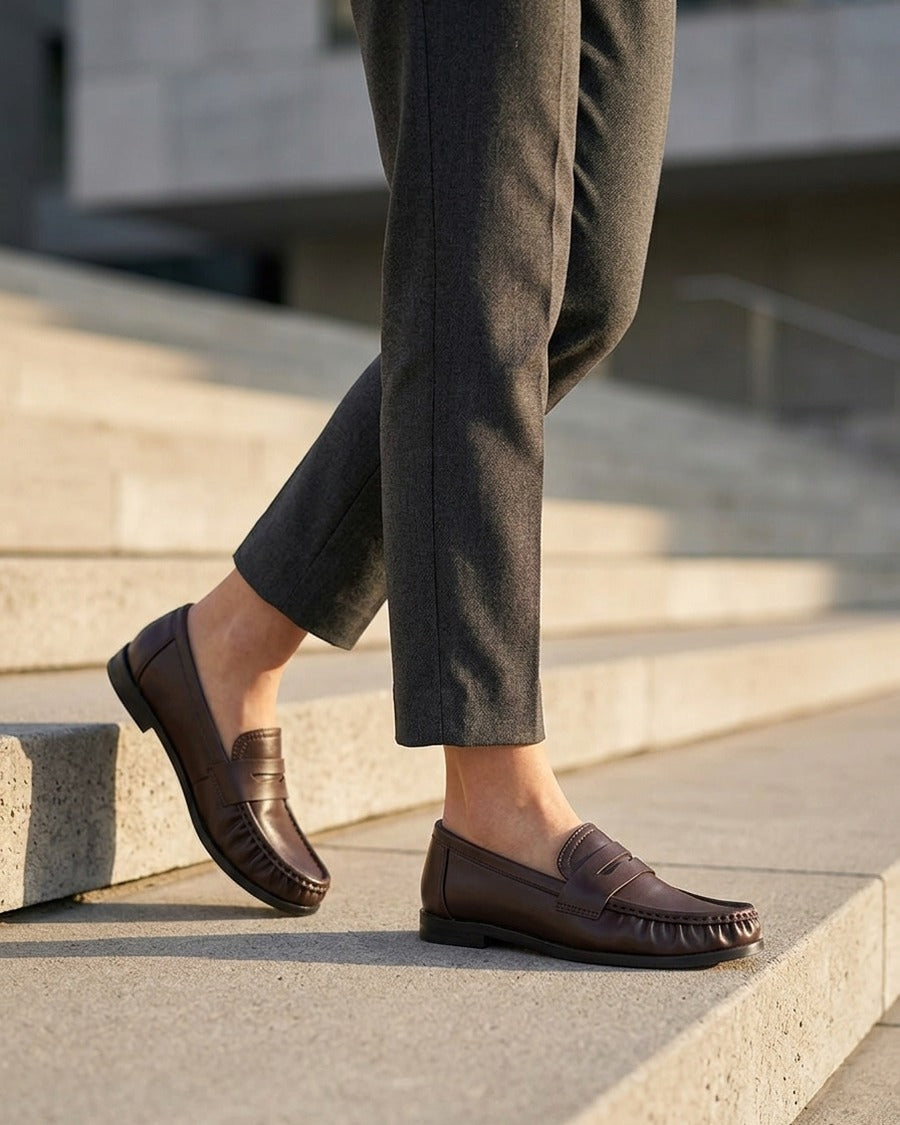 Mocassins unis en simili - Marron