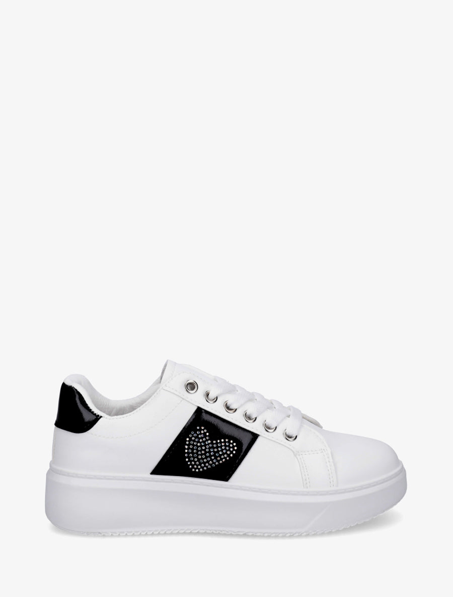 Sneakers à empiècement coeur strassé - Noir - 1