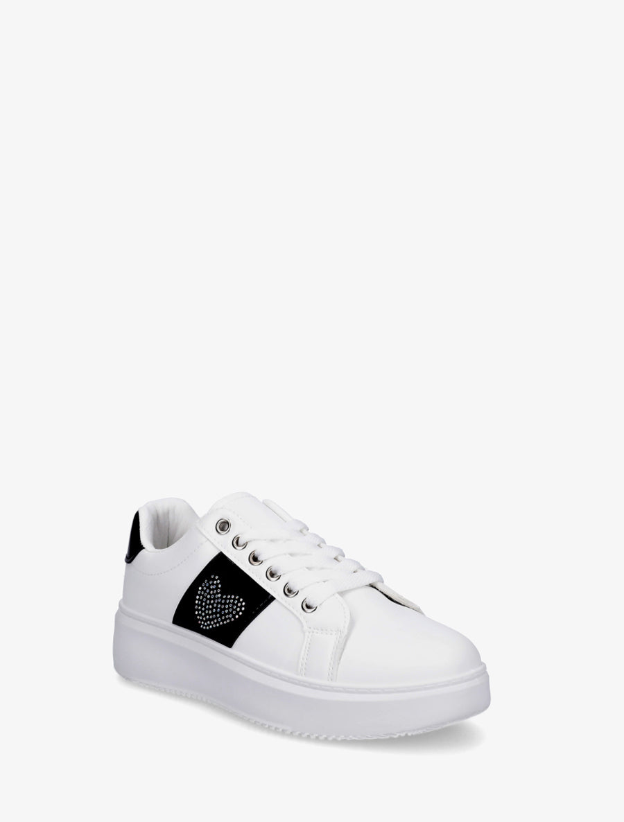 Sneakers à empiècement coeur strassé - Noir - 2