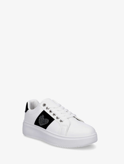 Sneakers à empiècement coeur strassé - Noir - 2