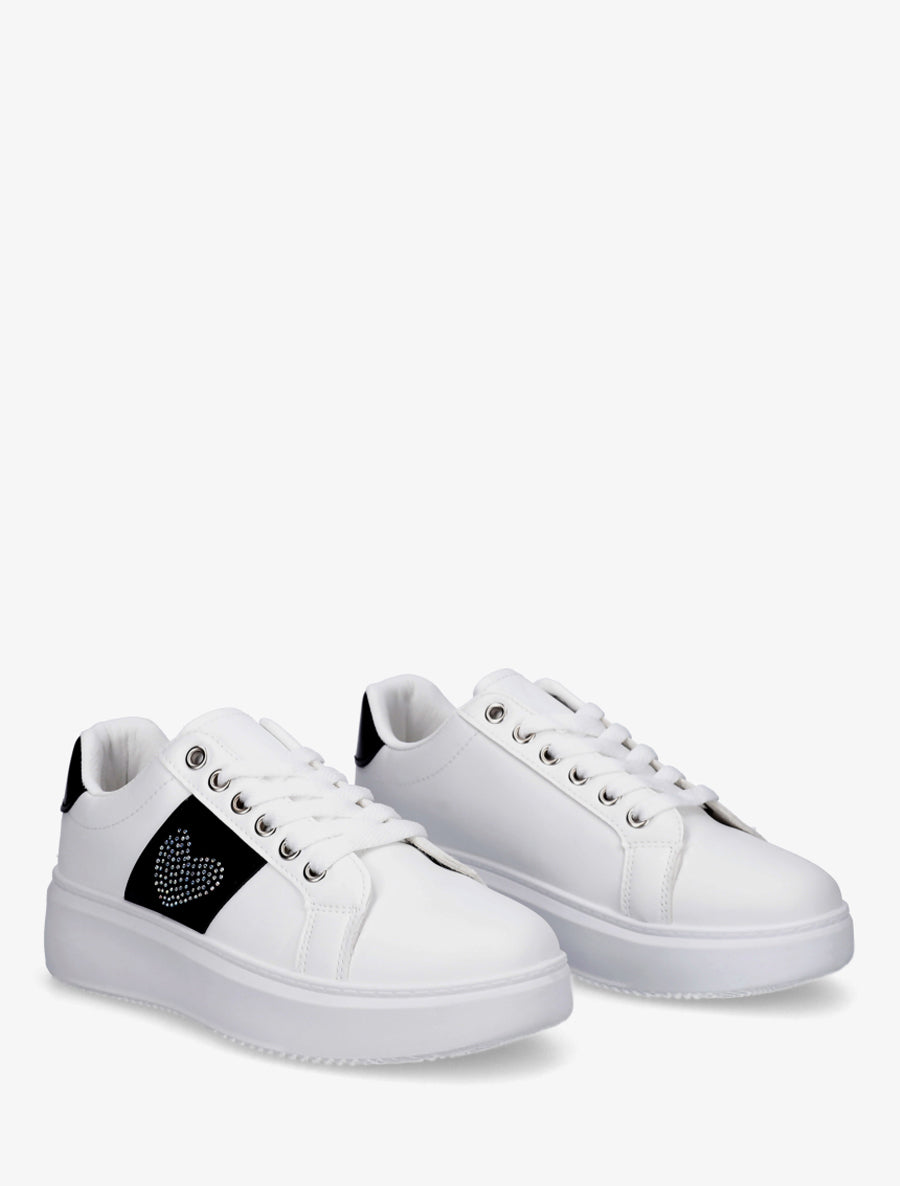 Sneakers à empiècement coeur strassé - Noir - 4