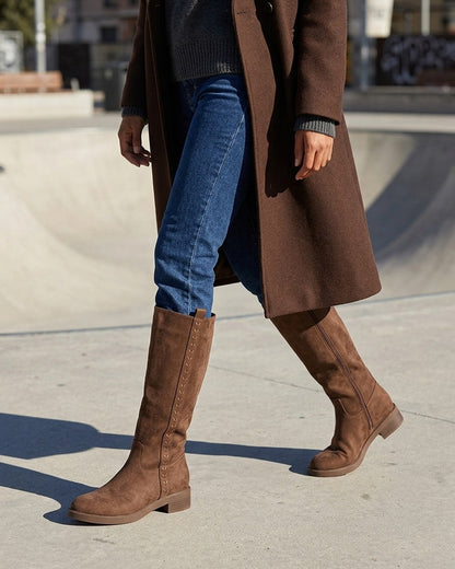 Bottes unies en suédine - Marron